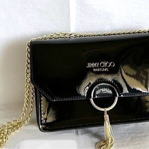 NEW JIMMY CHOO PARFUMS Shiny Black/Gold Evening Shoulder Bag